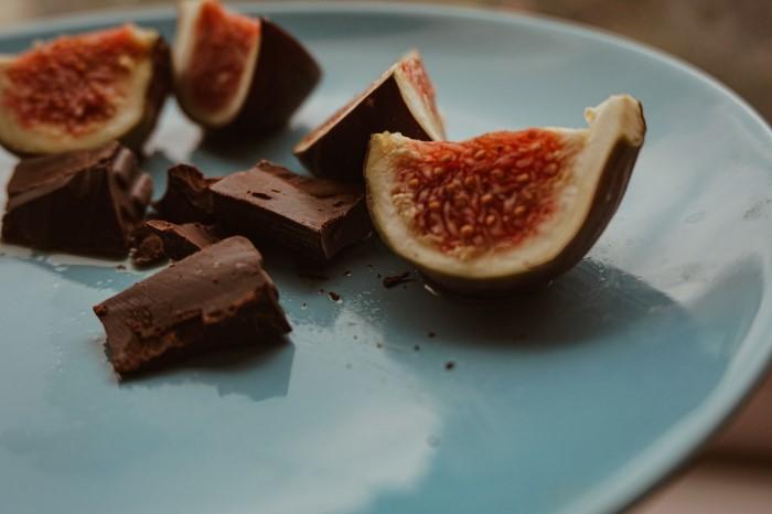 chocolate and figs on a plate