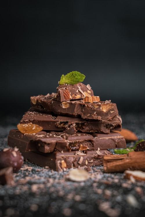 Pile of broken luxury chocolate